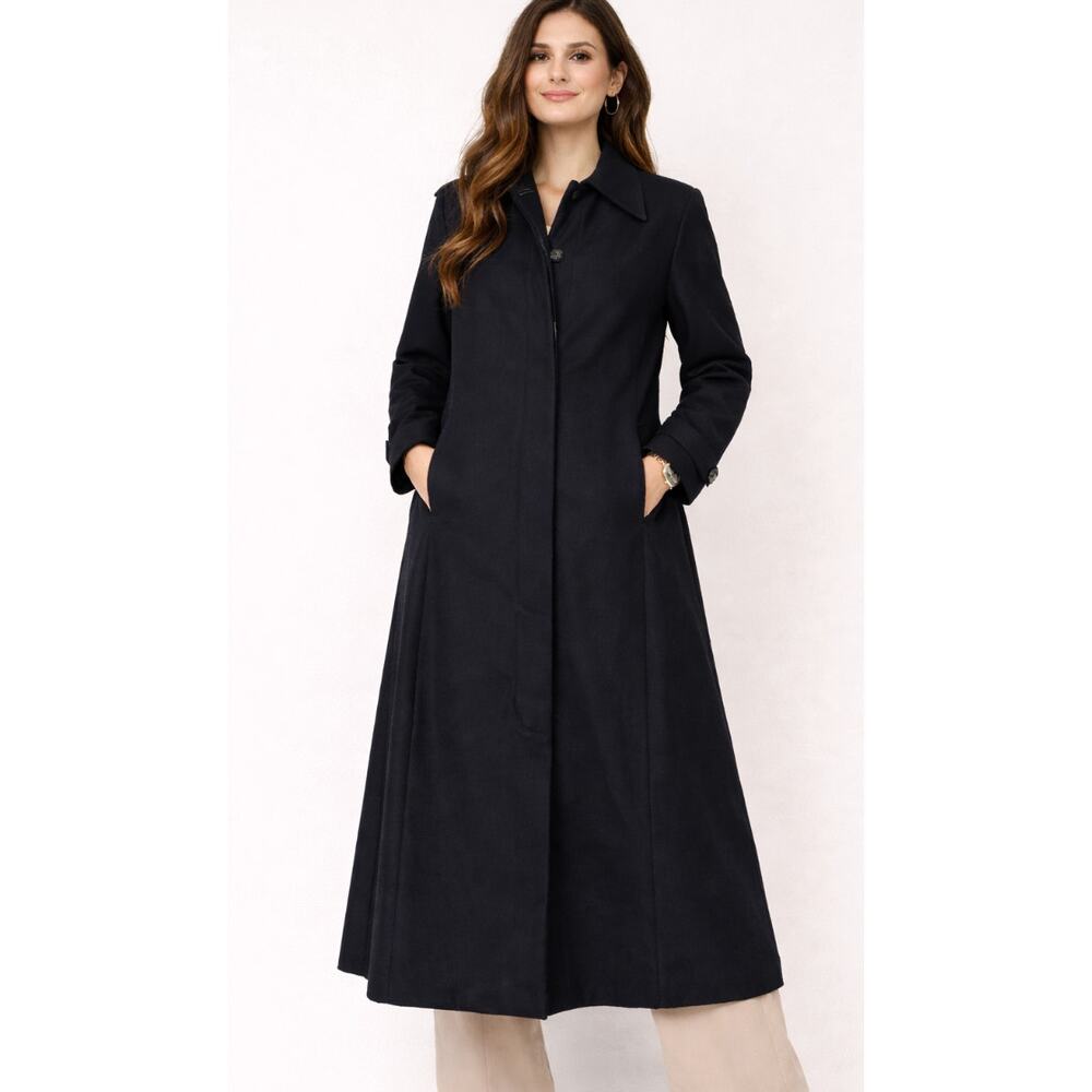 Harvé Bernard‎ Women's Wool Blend Trench Coat Pea Coat Long Size 8 Holtzman